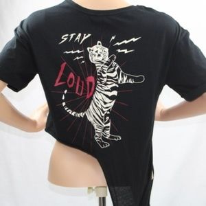 ZARA TRAFALUC CROP GRAPHIC WRAP TEE (M)